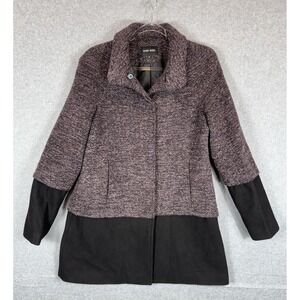 Nine West Coat Womens Medium Wool Blend Button Up Lined Winter Jacket